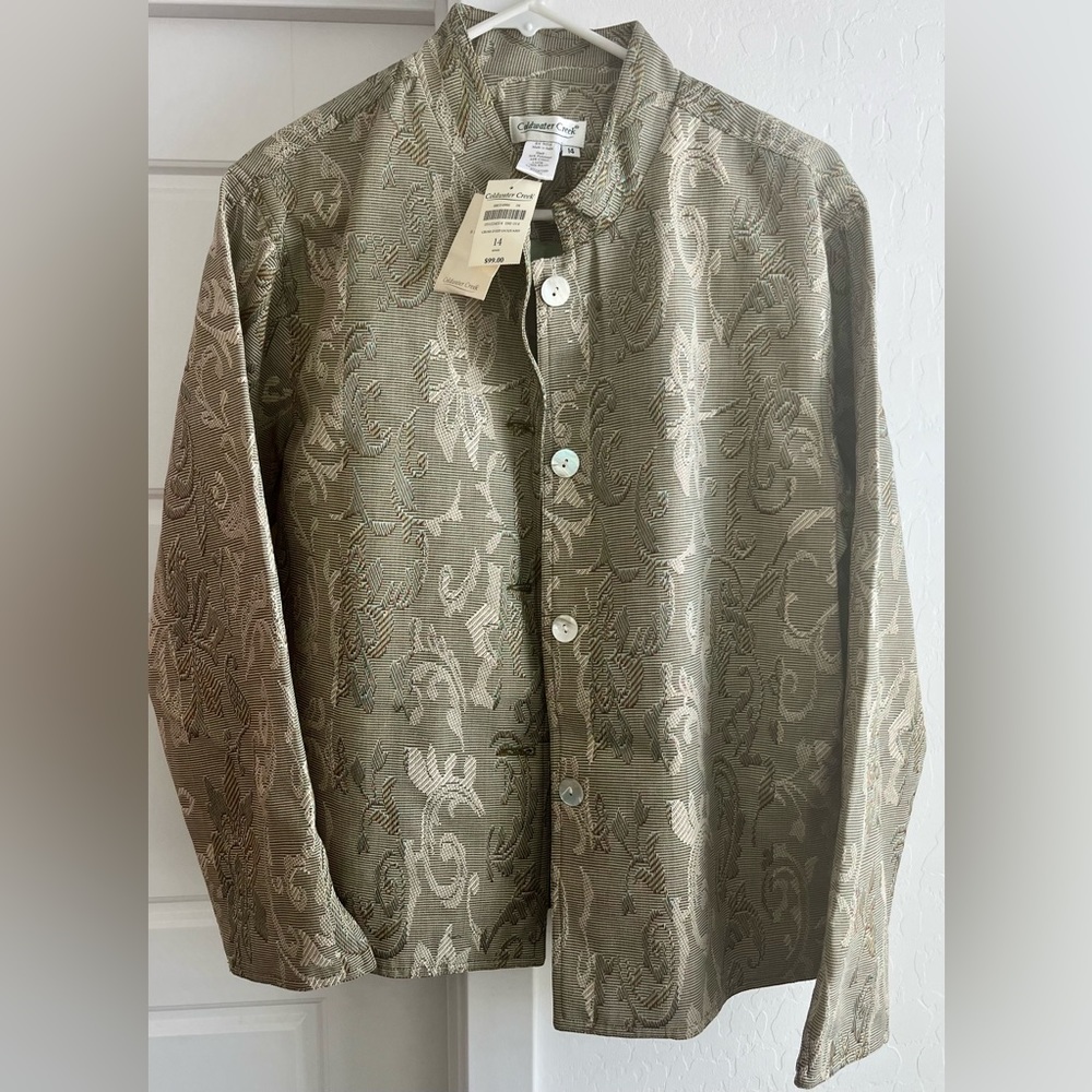 Coldwater Creek Cross Dyed Jacquard Sz 14
56% Poly./44% Cot. - Lining:100% Rayon